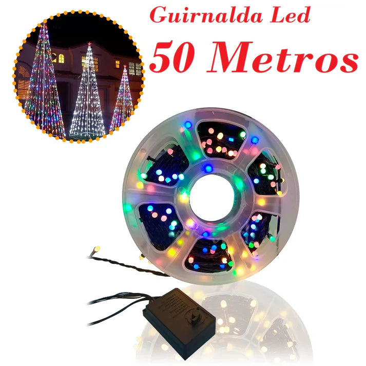 Rollo De Luces Navideñas Festivas PRO  (Multicolor 50 metros )