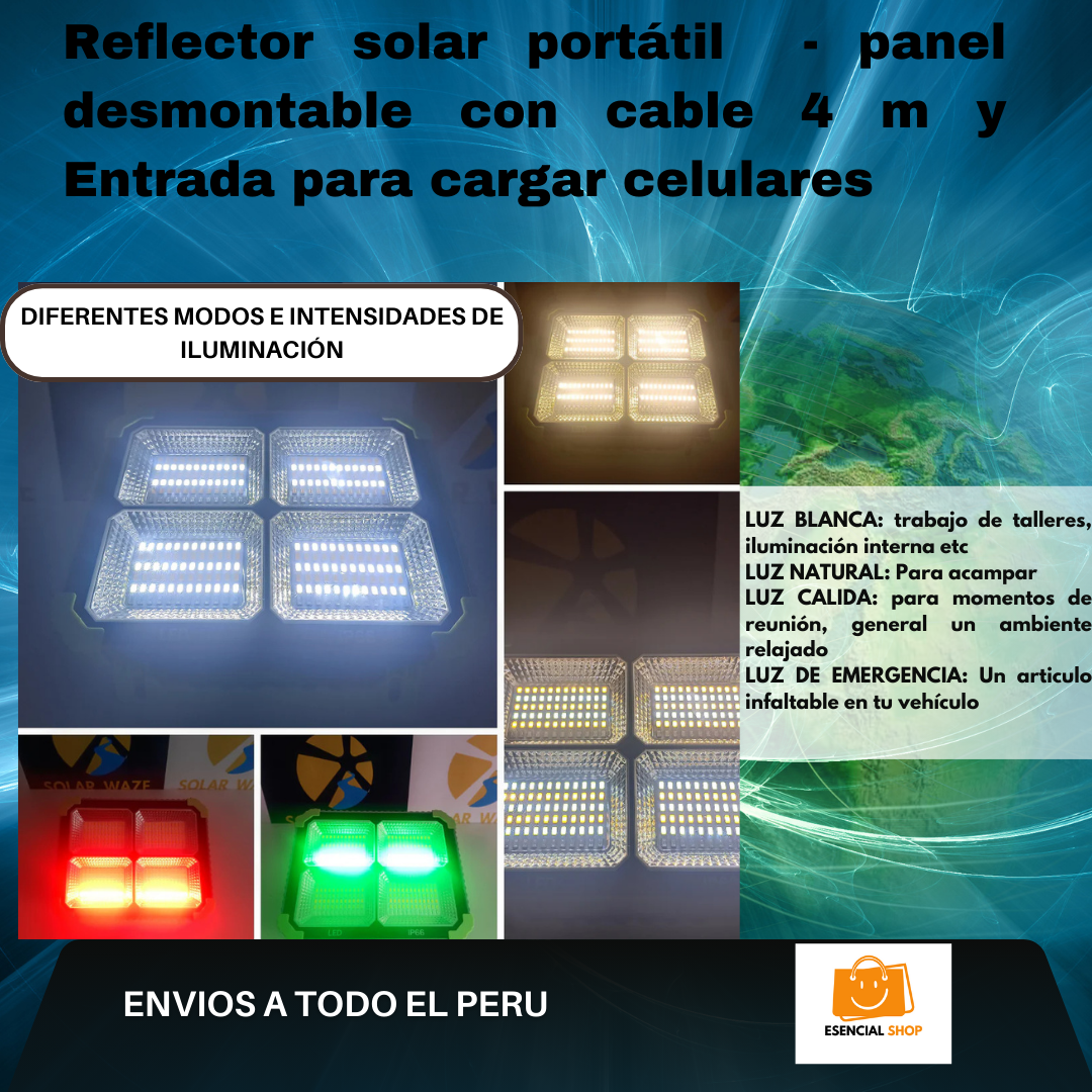 REFLECTOR SOLAR PREMIUM (Sirve como Cargador Portátil)