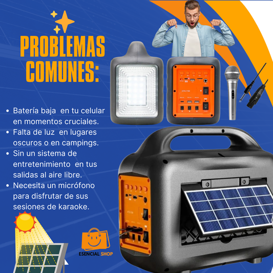 PARLANTE KTS POWER BANK CON PANEL SOLAR MULTIFUNCIONAL
